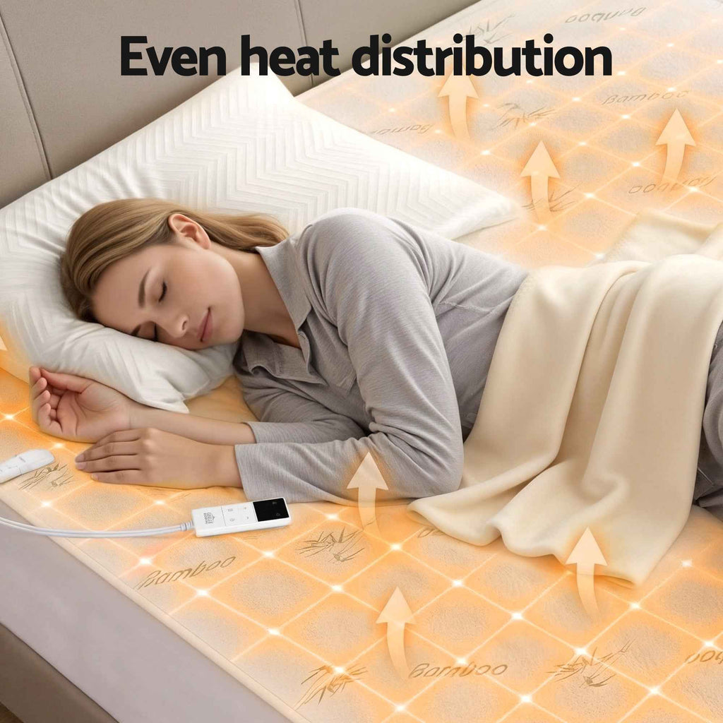 Giselle Electric Blanket Bamboo Fabric King Fitted Heated Pad Underlay Washable Winter