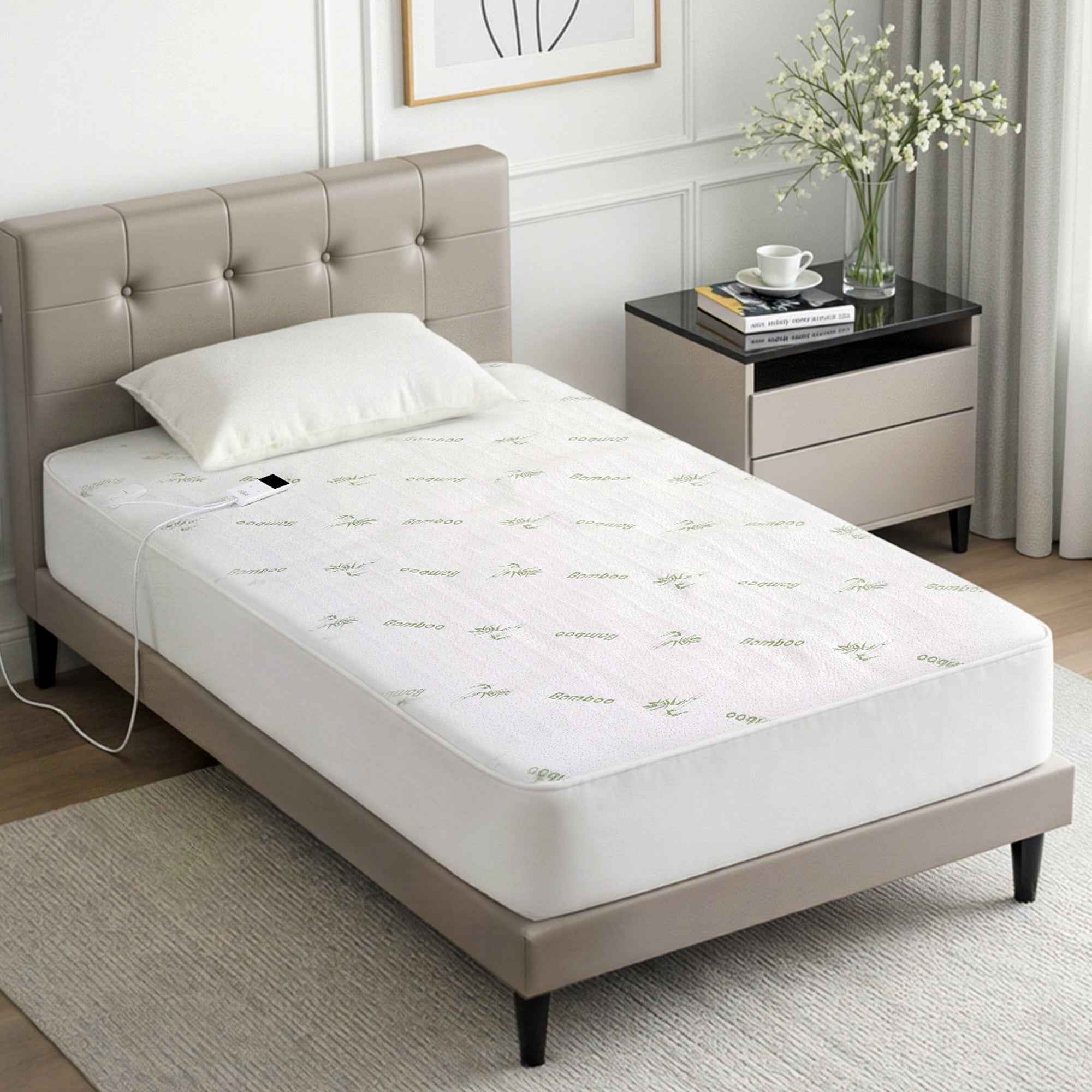Giselle Electric Blanket Bamboo Fabric Single Fitted Heated Pad Underlay Washable Winter