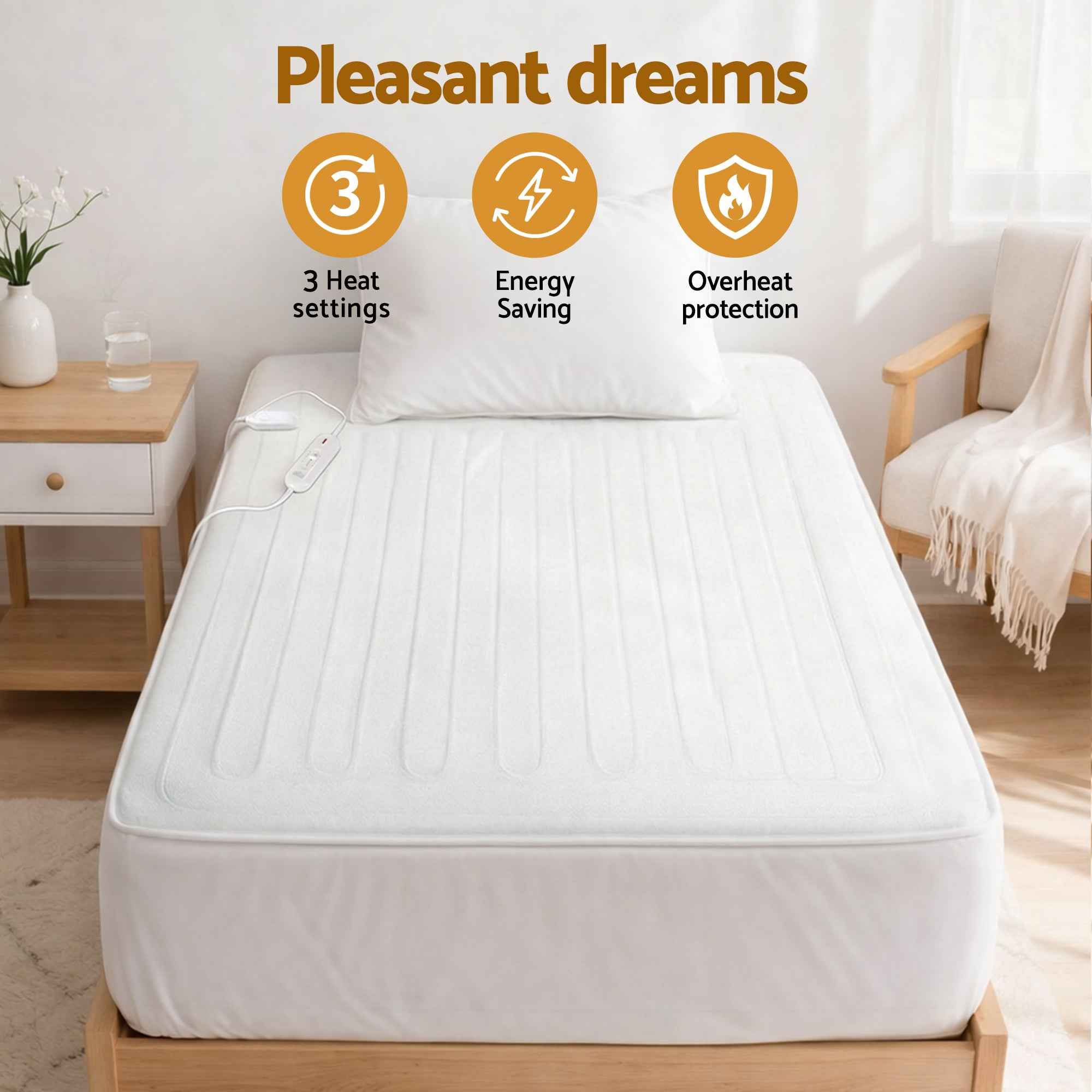 Giselle Electric Blanket King Single Heated Fully Fitted Washable Pad Winter Warm