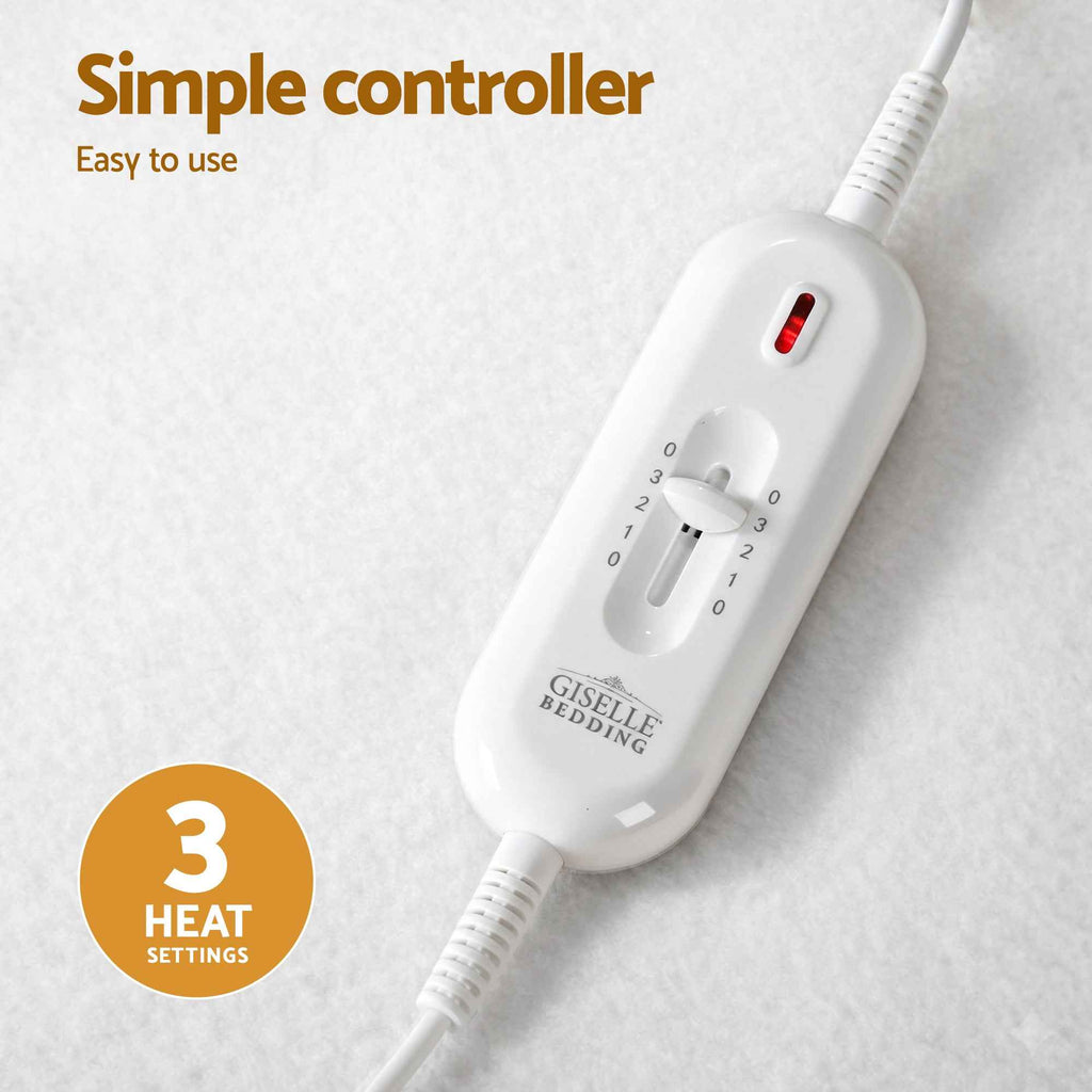 Giselle Electric Blanket King Single Heated Fully Fitted Washable Pad Winter Warm