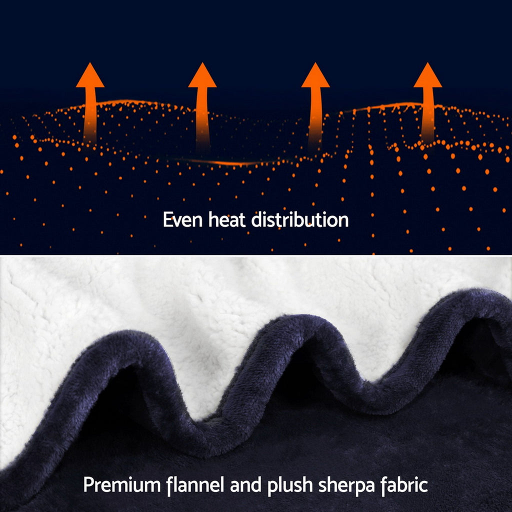 Giselle Electric Throw Rug Heated Blanket Fleece Charcoal