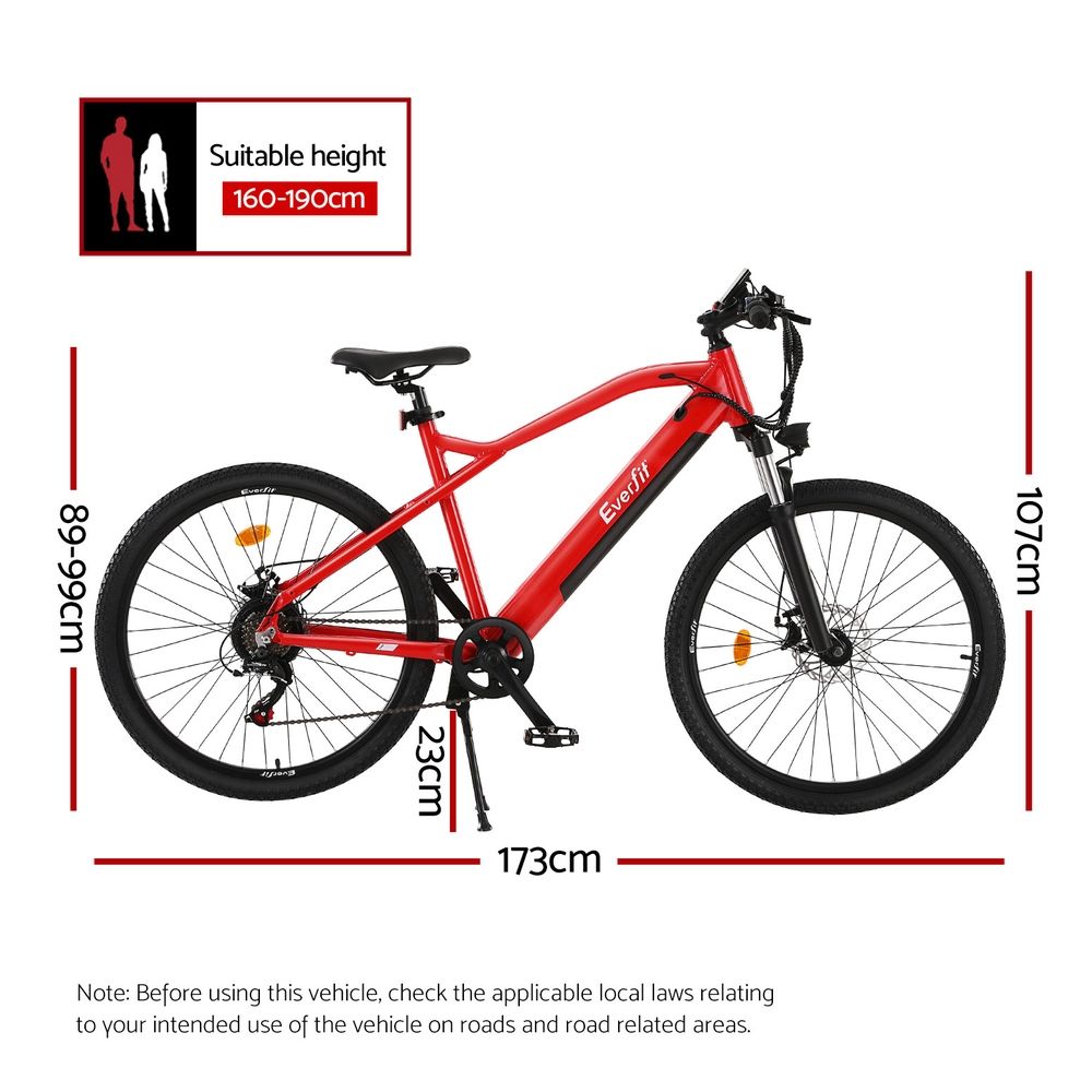 Everfit 26 Inch Electric Bike Mountain Bicycle eBike Built-in Battery 250W