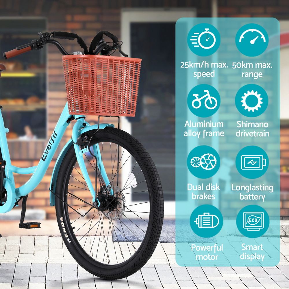 Everfit 26" Electric Bike City Bicycle eBike e-Bike Commuter w/ Battery BL - YDS.com.au