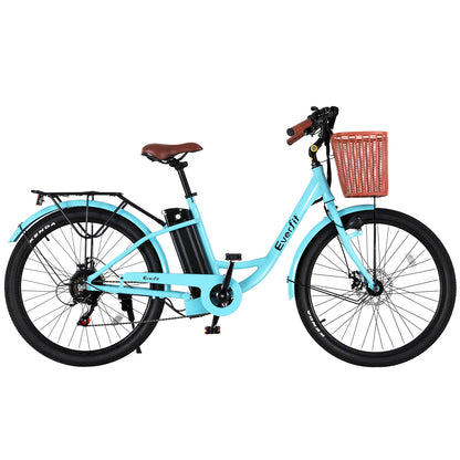 Bicicleta eléctrica Everfit de 26" Bicicleta urbana Bicicleta eléctrica para uso diario con batería BL