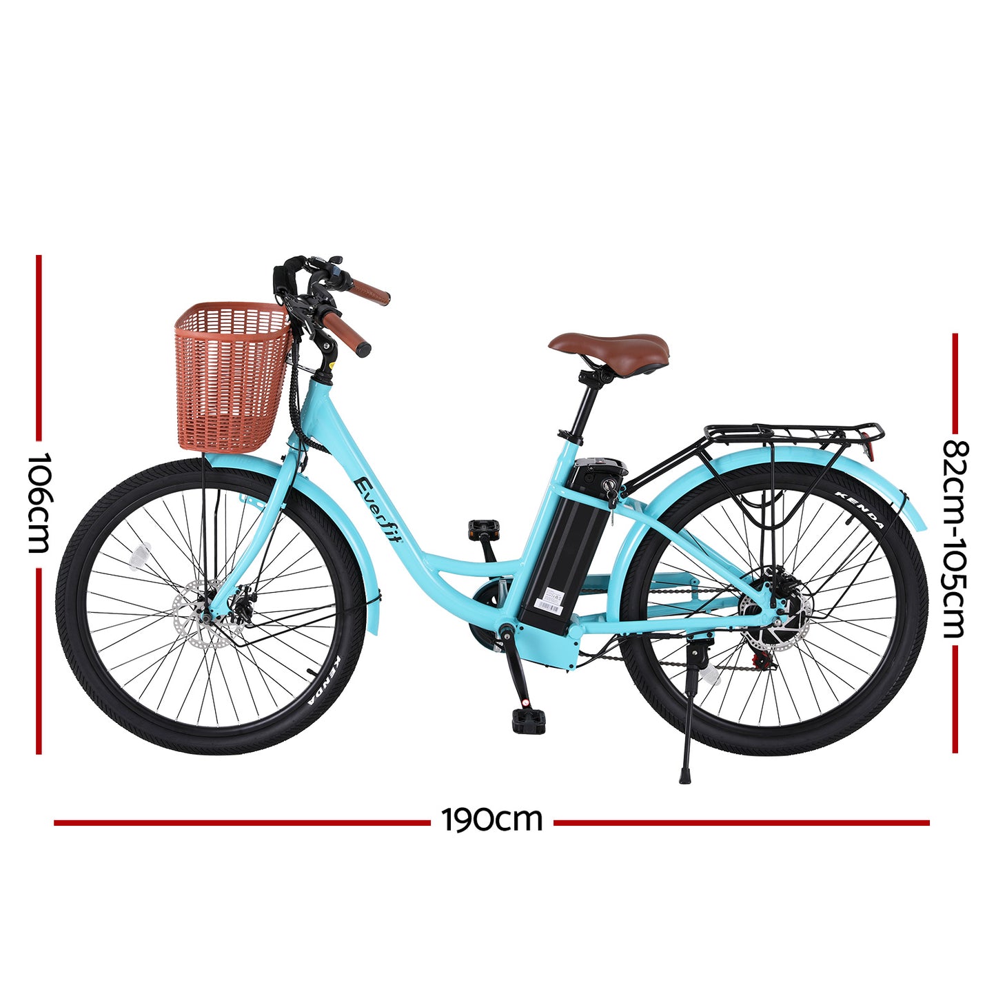 Bicicleta eléctrica Everfit de 26" Bicicleta urbana Bicicleta eléctrica para uso diario con batería BL