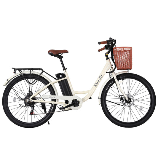 Bicicleta eléctrica Everfit de 26" Bicicleta urbana Bicicleta eléctrica para uso diario con batería WH