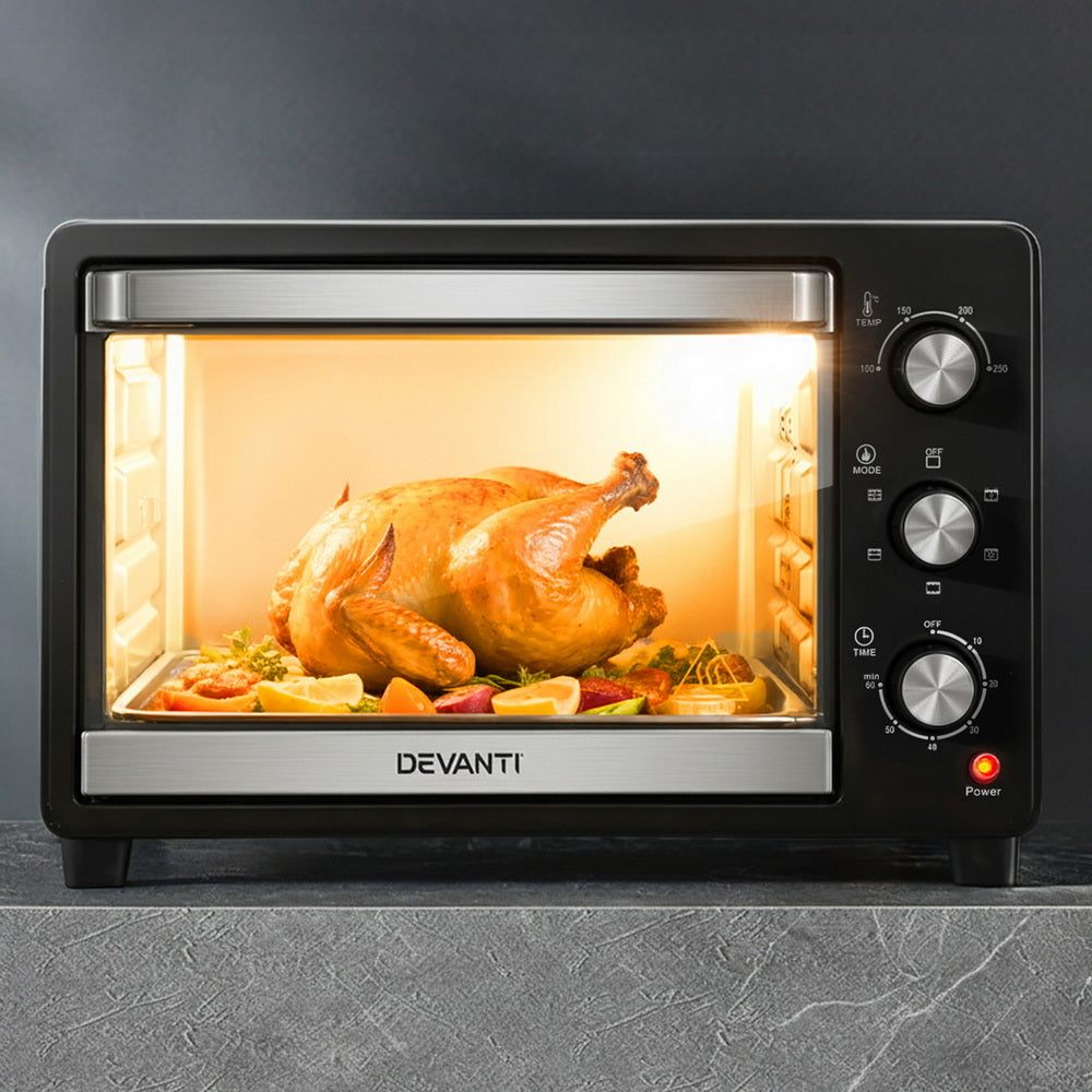 Devanti 30L Convection Oven Electric Fryer Ovens 1600W - YDS.com.au