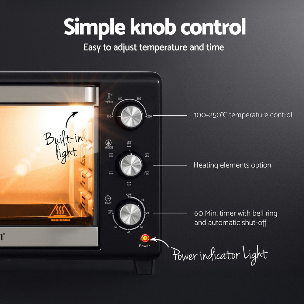 Devanti 30L Convection Oven Electric Fryer Ovens 1600W - YDS.com.au