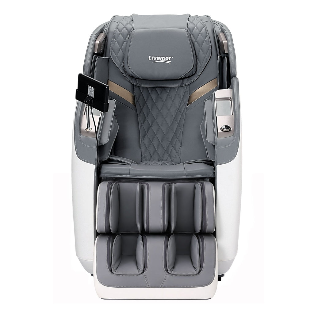 Livemor Prestige 4D Dual Mechanism Massage Chair, Full Body Zero Gravity Recliner with Extended SL Track, Body Scan, Air Compression, Waist Heating, Foot Rollers, Voice Control & Wireless Charging