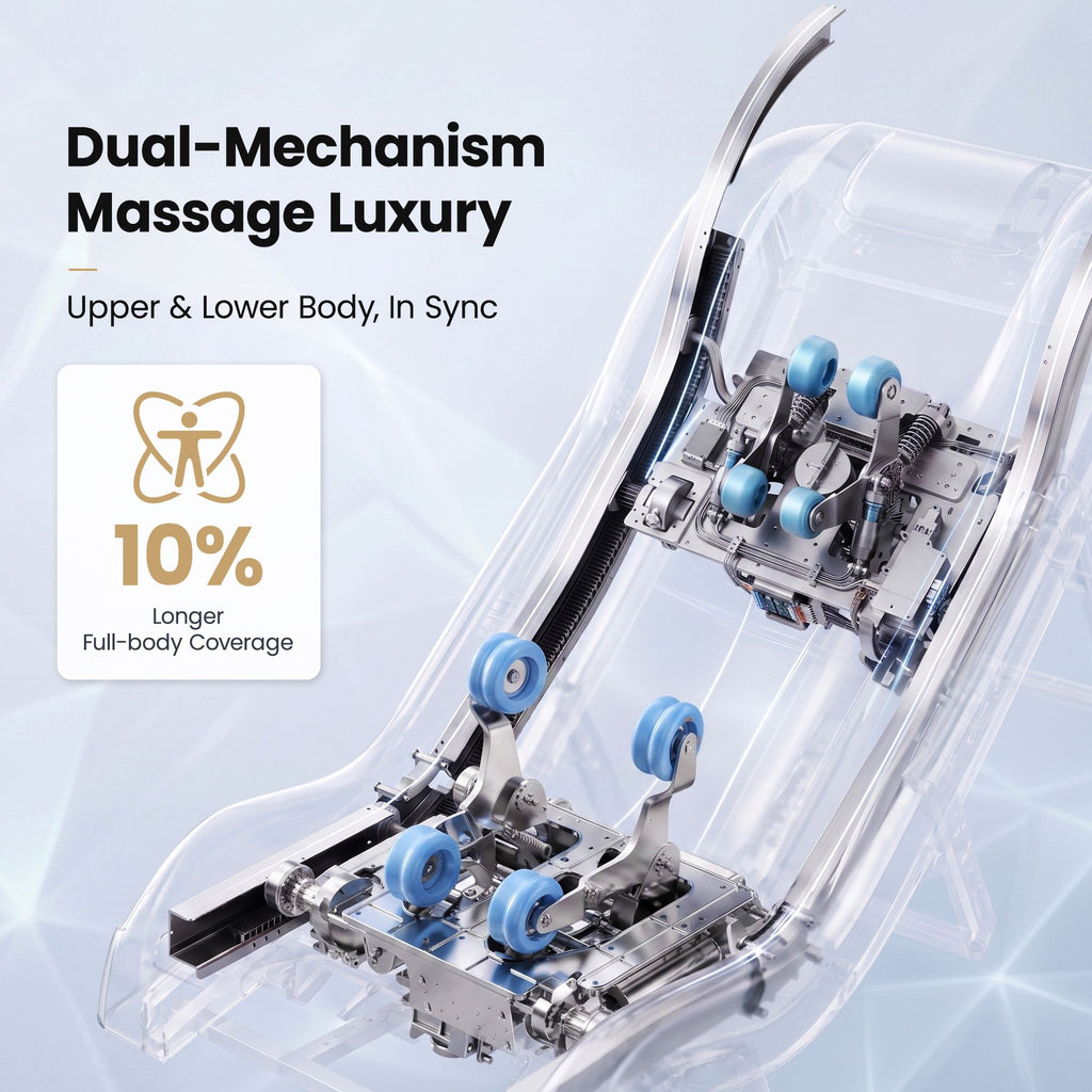Livemor Prestige 4D Dual Mechanism Massage Chair, Full Body Zero Gravity Recliner with Extended SL Track, Body Scan, Air Compression, Waist Heating, Foot Rollers, Voice Control & Wireless Charging