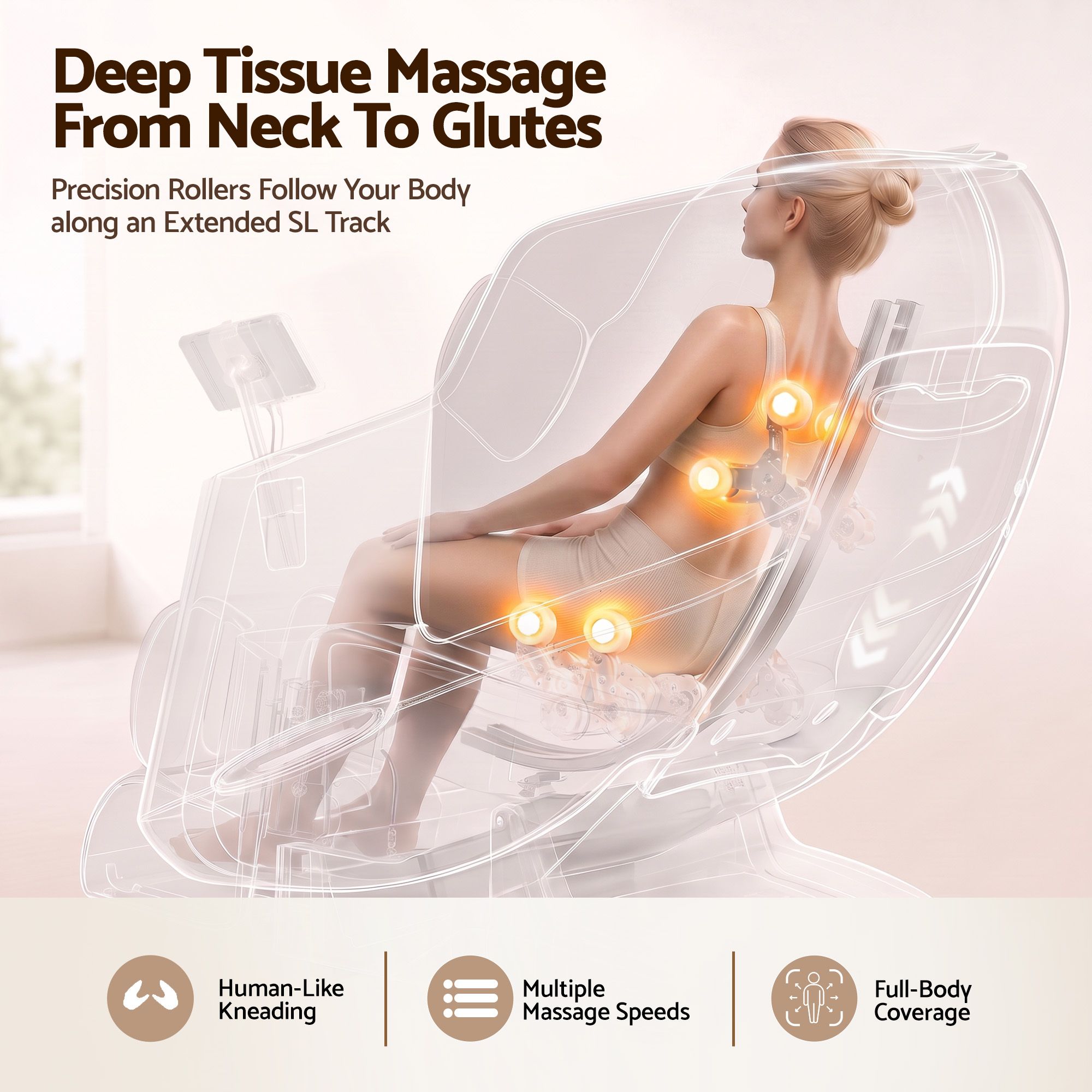 Livemor Elite 4D Massage Chair Recliner, SL Track Zero Gravity & Heat Auto Body Scan, 12 Auto Programs, 3 Zero-G Positions, Foot Rollers, Airbag Compression, Bluetooth Speaker, Wireless Charging