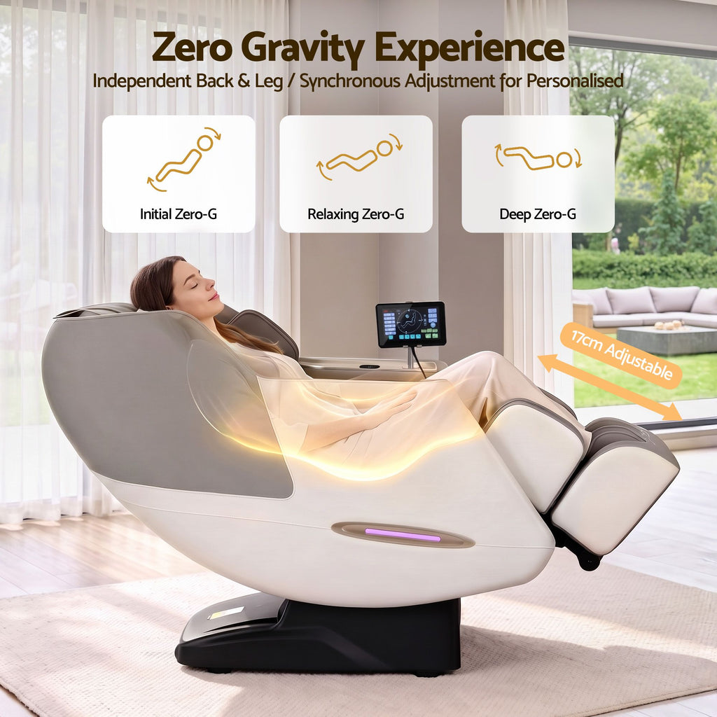 Livemor Elite 4D Massage Chair Recliner, SL Track Zero Gravity & Heat Auto Body Scan, 12 Auto Programs, 3 Zero-G Positions, Foot Rollers, Airbag Compression, Bluetooth Speaker, Wireless Charging