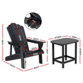 Gardeon Outdoor Table and Chairs HDPE Adirondack Beach Chair Sun Lounge Patio Furniture Garden Black