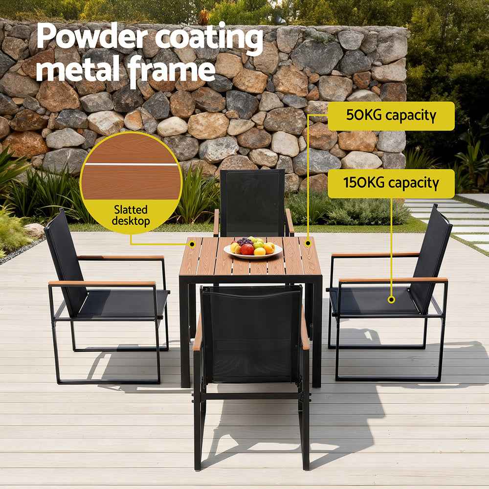 Gardeon 5PCS Outdoor Dining Set Table and Chairs Patio Garden Furniture Bistro Set