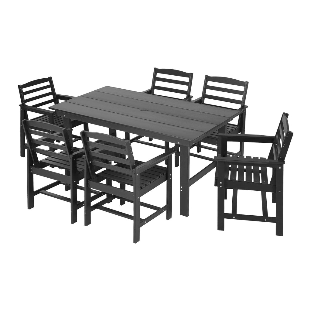 Gardeon 7 Piece Outdoor Dining Set Patio HDPE Table and Chairs Garden Furniture