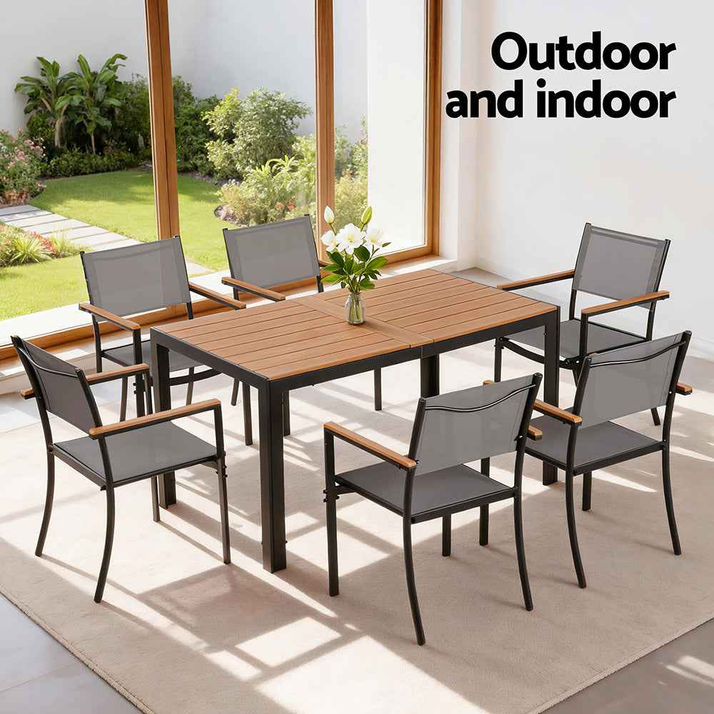 Gardeon 7PCS Outdoor Dining Set Table and Chairs Patio Garden Furniture Bistro Set