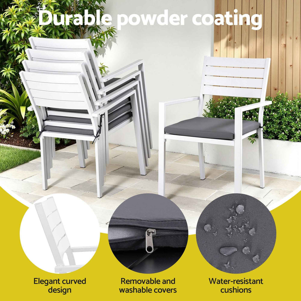 Gardeon Outdoor Dining Set 9PCS Aluminum Extendable Table Chairs Patio Furniture