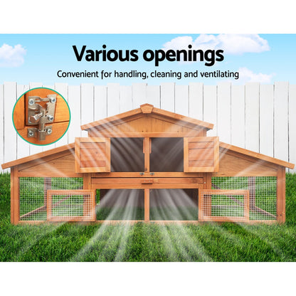 i.Pet Chicken Coop Rabbit Hutch 169cm x 52cm x 72cm Large House Outdoor Wooden Run Cage