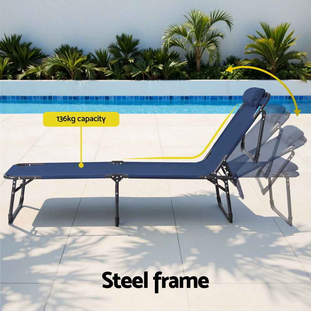 Gardeon Sun Lounger Folding Lounge Beach Chair Patio Outdoor Furniture