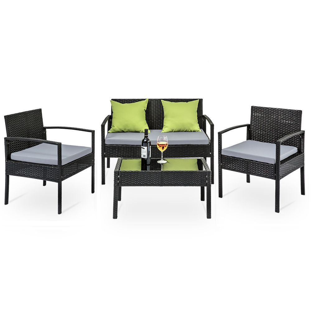 Conjunto de sofás de exterior Gardeon, mesa y sillas de mimbre, muebles de exterior