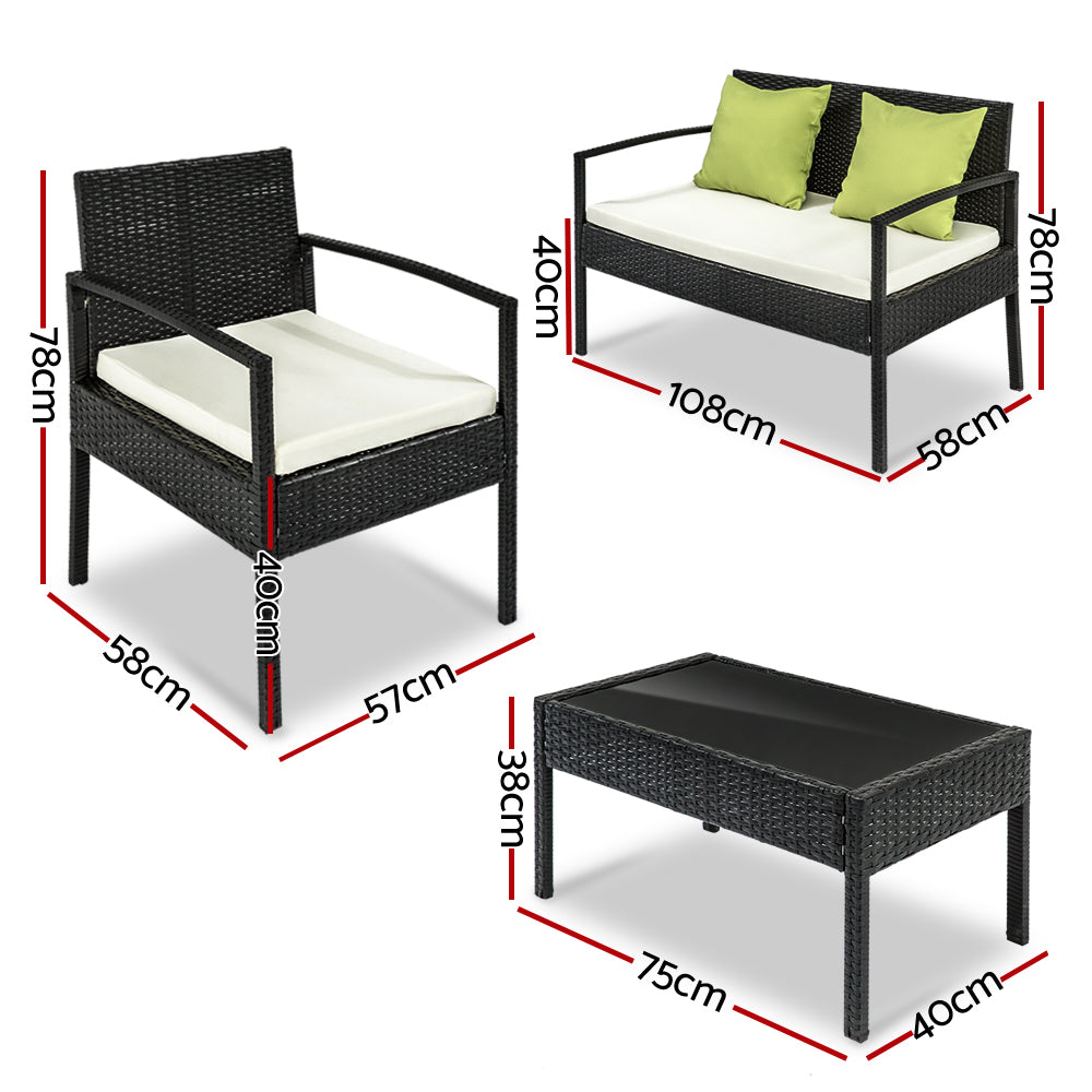 Conjunto de sofás de exterior Gardeon, mesa y sillas de mimbre, muebles de exterior