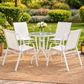 Gardeon 5PC Bistro Set Outdoor Table and Chairs Stackable Patio Furniture White