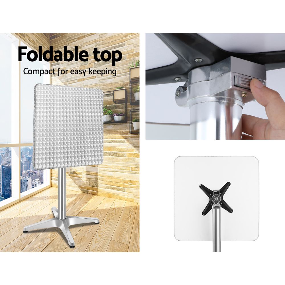 Gardeon 3-Piece Outdoor Bar Set Bistro Table Stools Adjustable Square Cafe - YDS.com.au