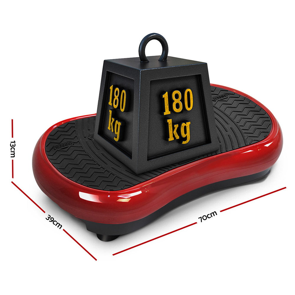 Plataforma para máquina vibratoria Everfit con cuerda de resistencia para fitness en casa, color rojo oscuro