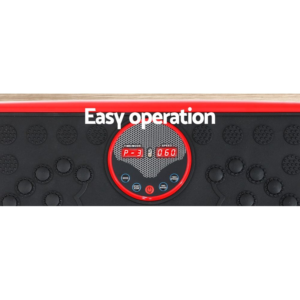 Máquina vibradora de plataforma Everfit con cuerda de resistencia para gimnasio en casa, color rojo