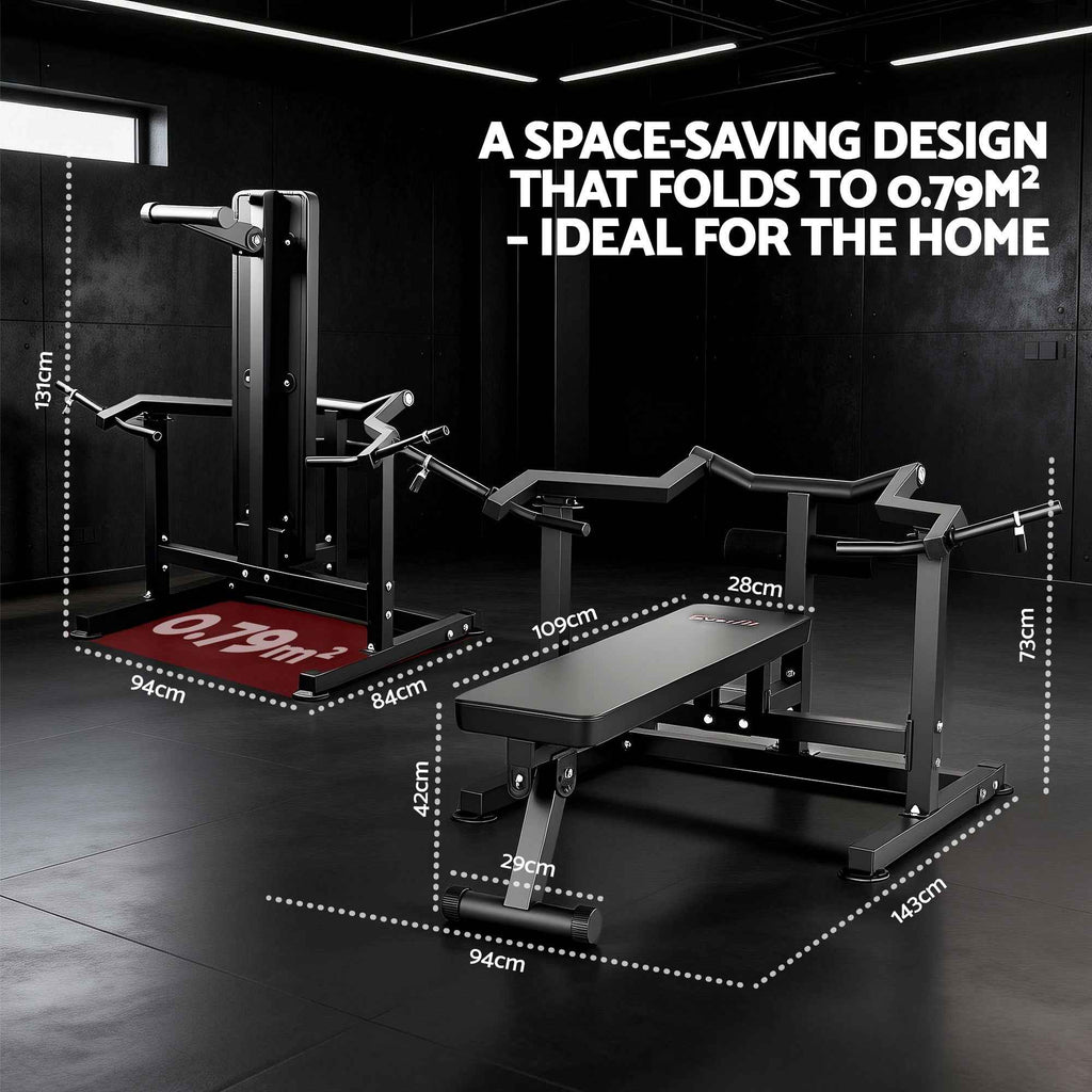 Everfit Chest Press Machine Home Gym Equipment Folding Workout Bench with Independent Arms Black