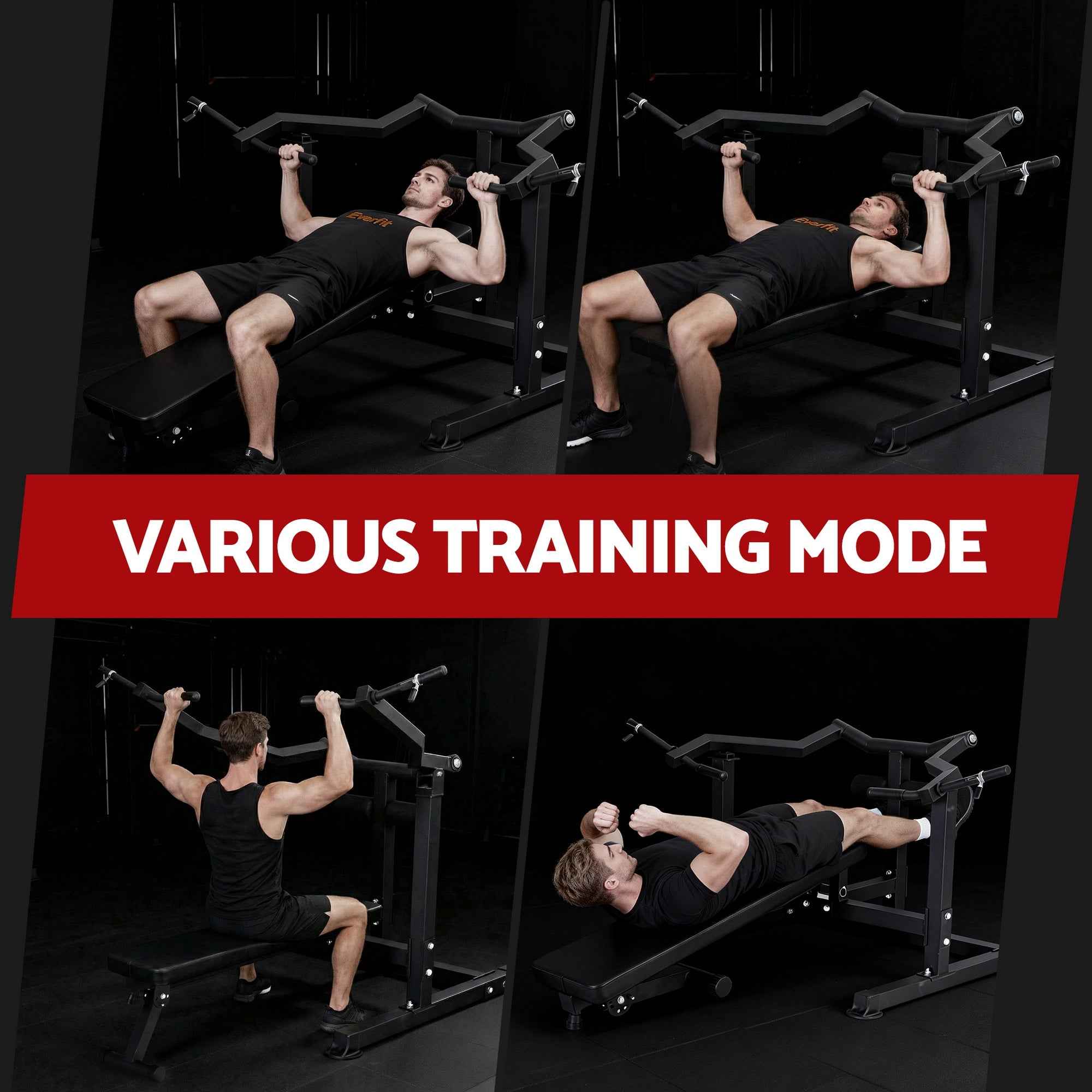 Everfit Chest Press Machine Home Gym Equipment Folding Workout Bench with Independent Arms Black