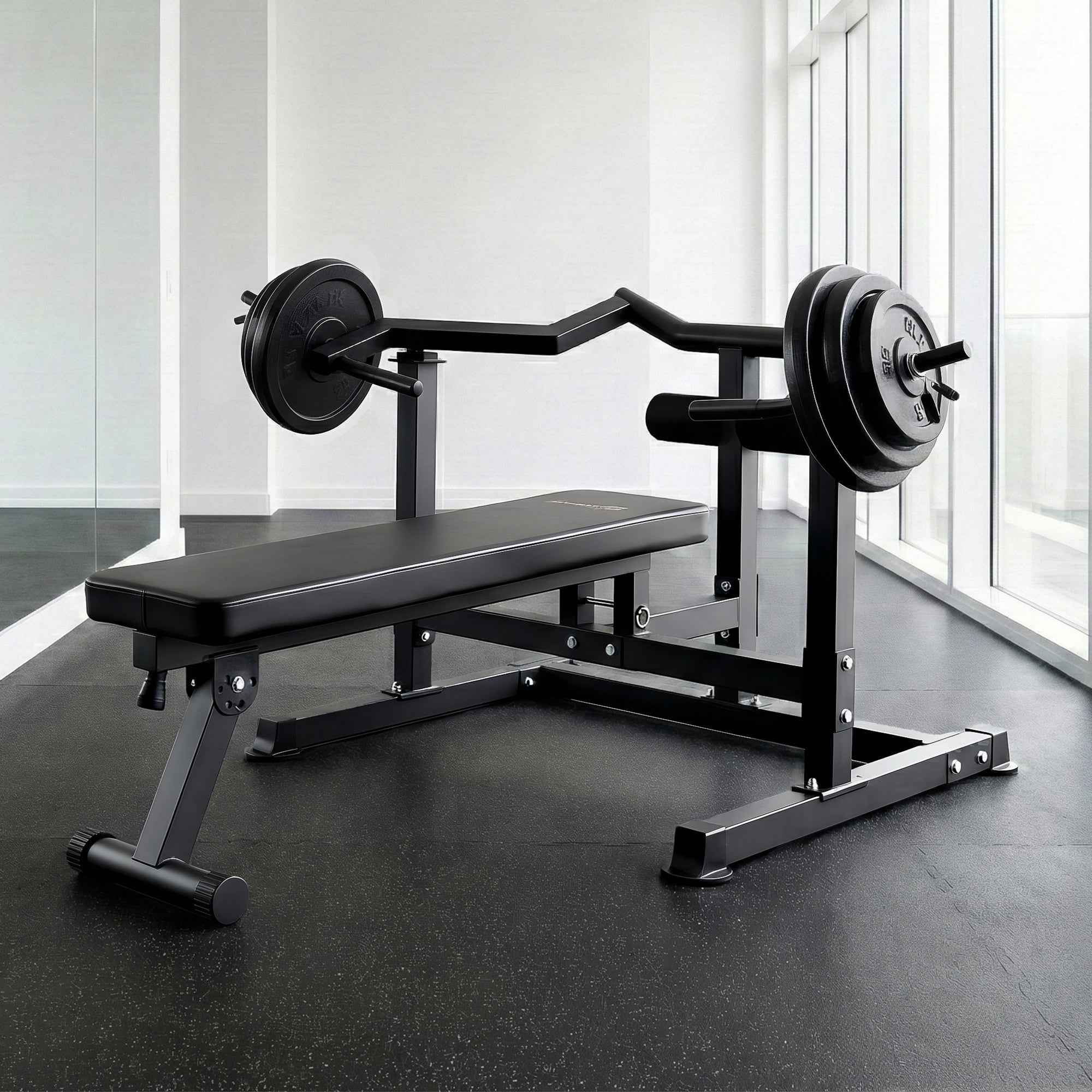 Everfit Chest Press Machine Home Gym Equipment Folding Workout Bench with Independent Arms Black