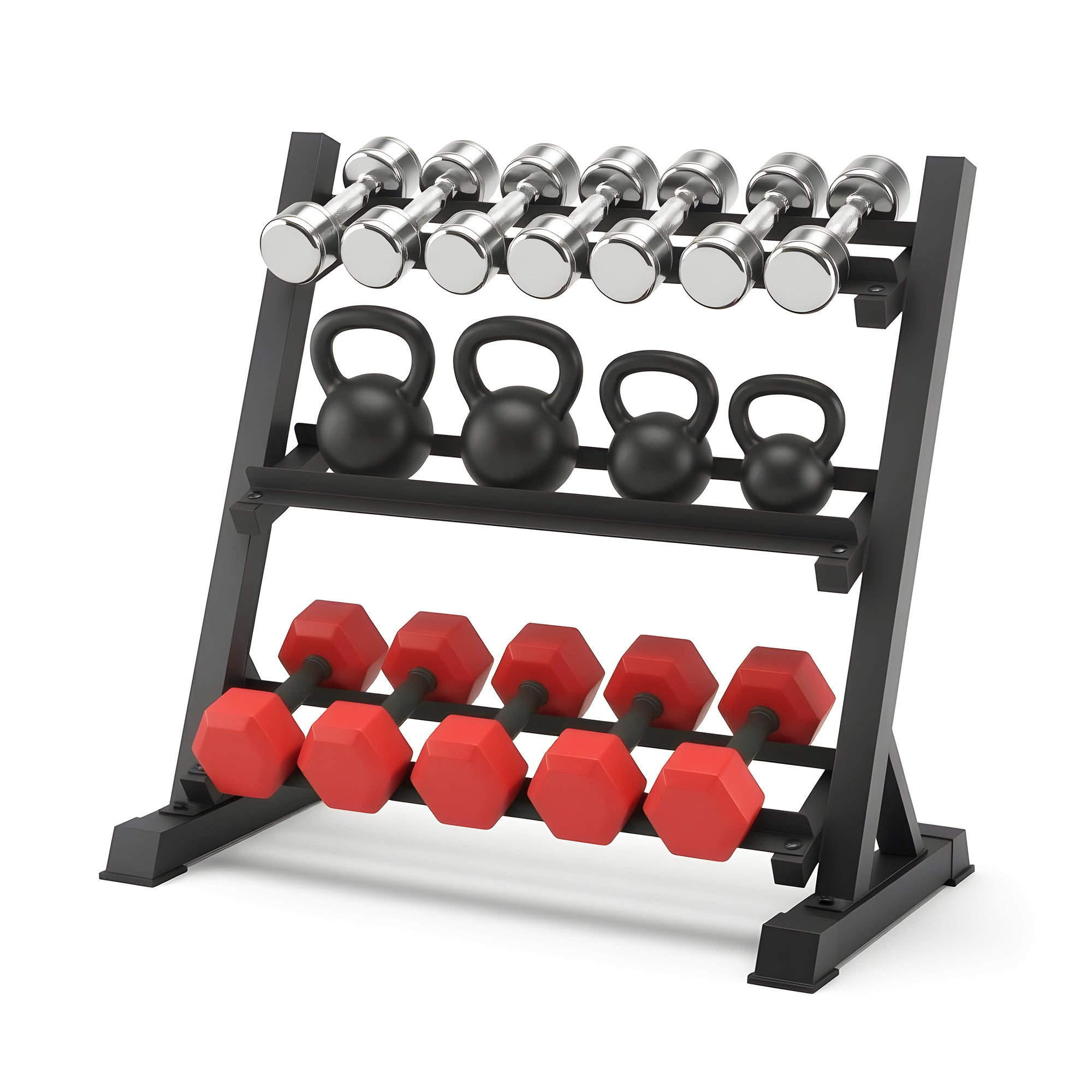 Everfit Dumbbell Rack 3-Tier Heavy Duty Weight Storage for Home Gym 300kg Capacity Black