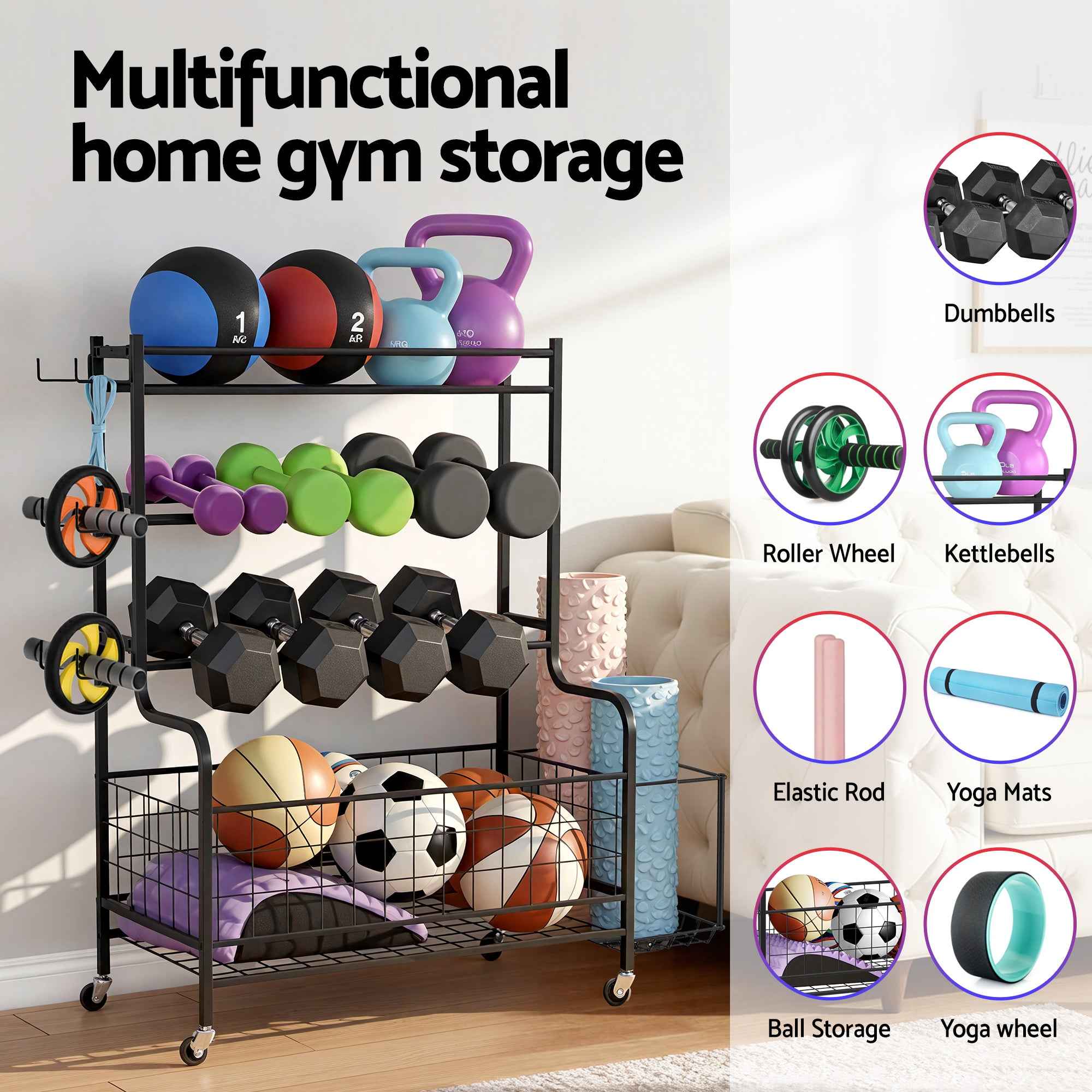 Everfit Dumbbell Rack Weight Rack for Dumbbells Home Gym Storage Black ...