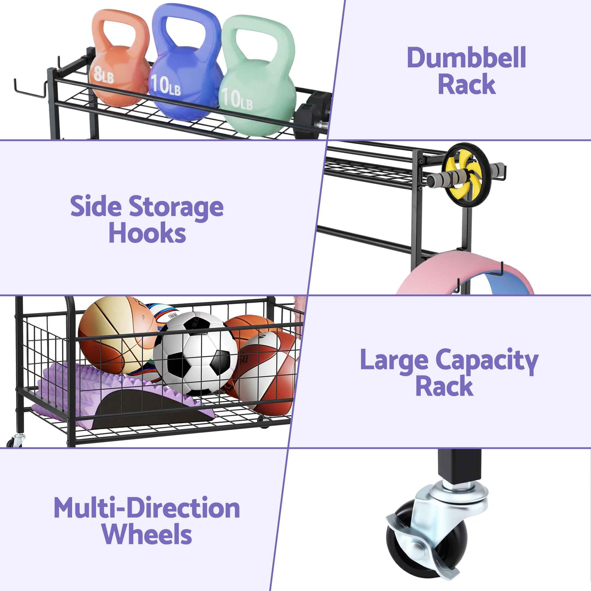 Everfit Dumbbell Rack Weight Rack for Dumbbells Home Gym Storage Black