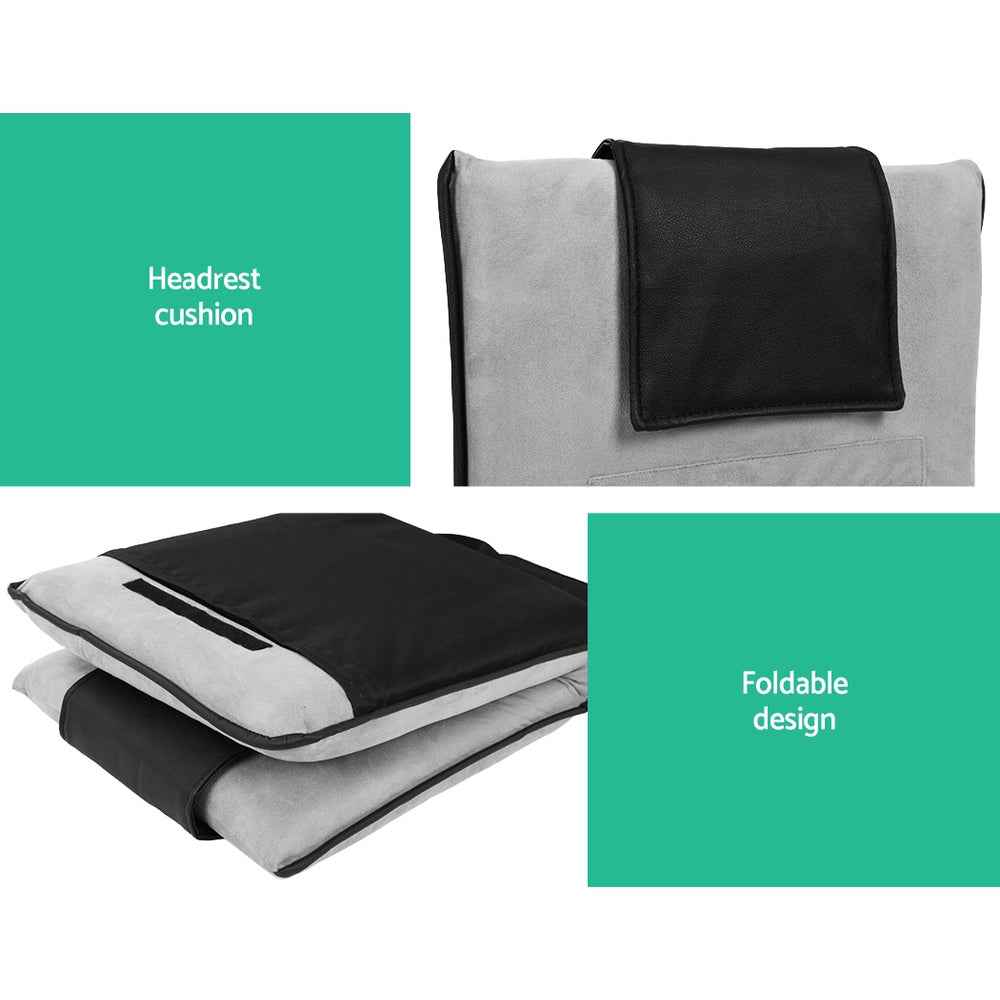 Artiss 2X Floor Lounge Sofa Bed Floor Cushion Velvet Grey