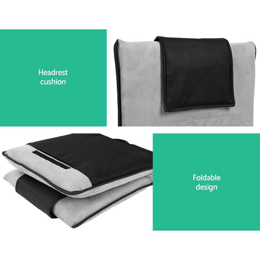 Artiss 4X Floor Lounge Sofa Bed Floor Cushion Velvet Grey