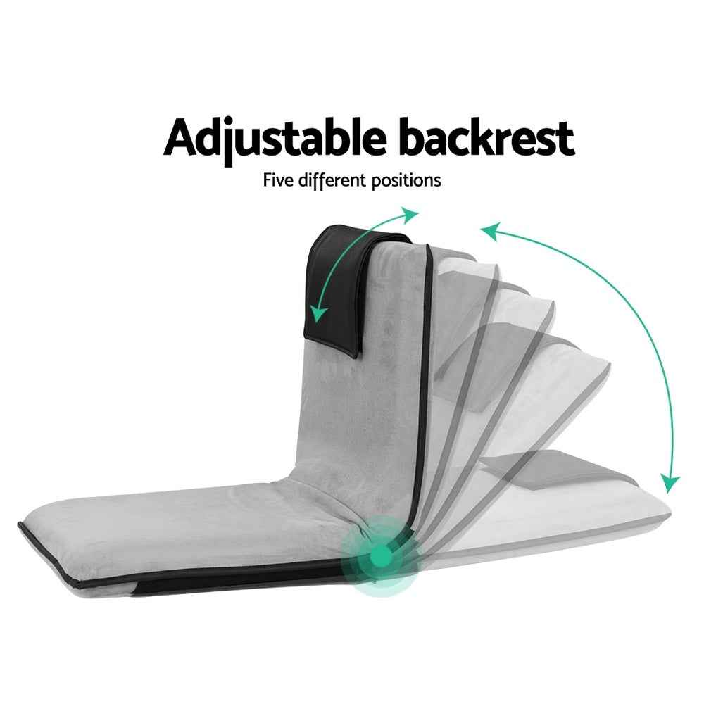 Artiss 4X Floor Lounge Sofa Bed Floor Cushion Velvet Grey