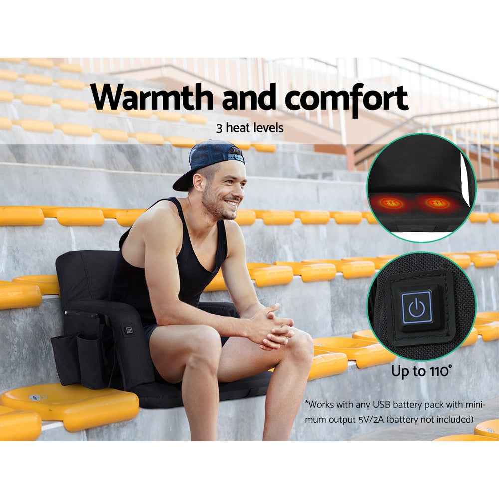 Artiss 2X Floor Lounge Sofa Bed With Armrest Heated Cushion