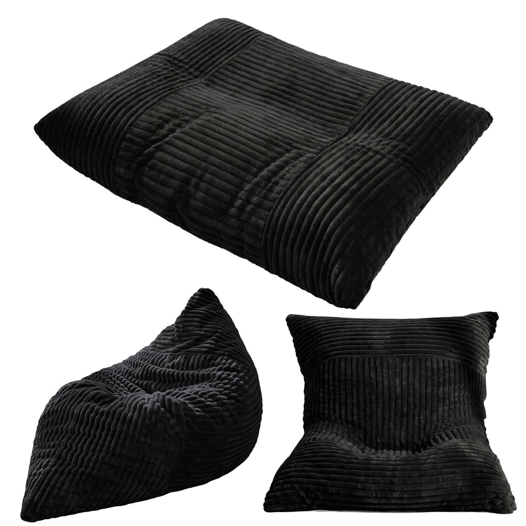Artiss 3-in-1 Bean Bag Chair for Living Room Convertible Floor Sofa Dark Grey