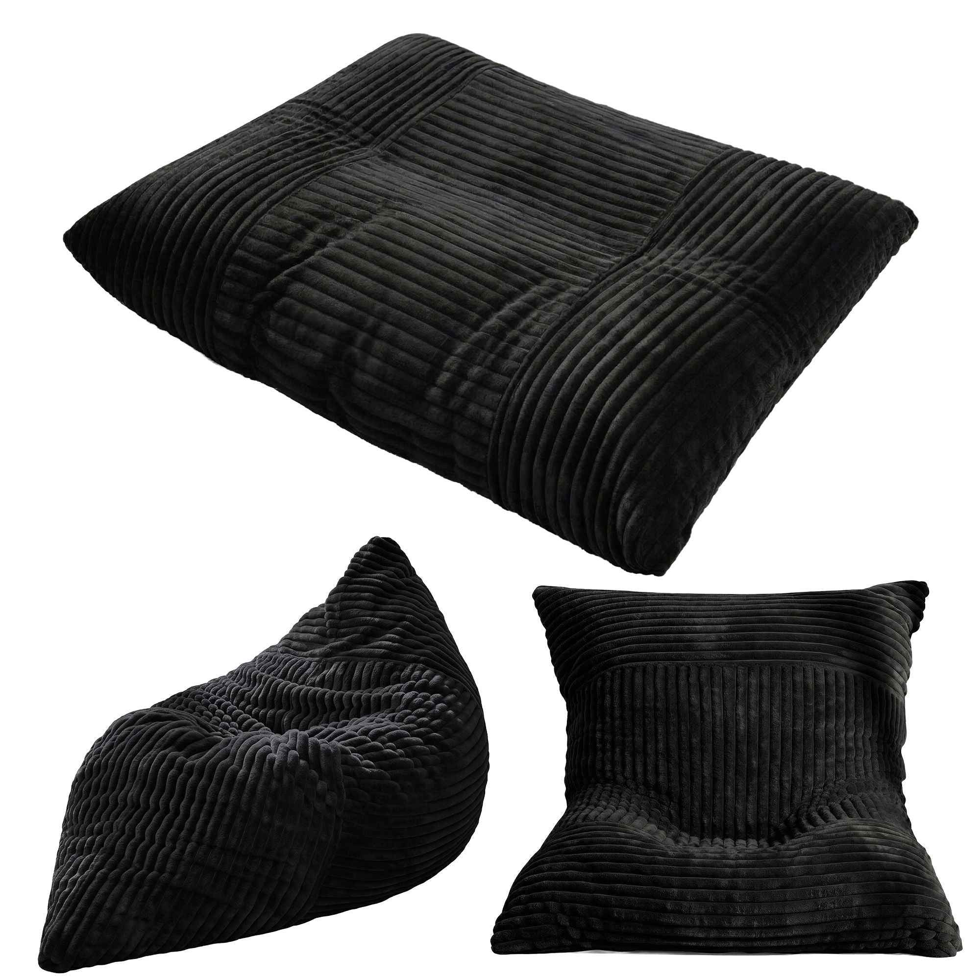 Artiss 3-in-1 Bean Bag Chair for Living Room Convertible Floor Sofa Dark Grey