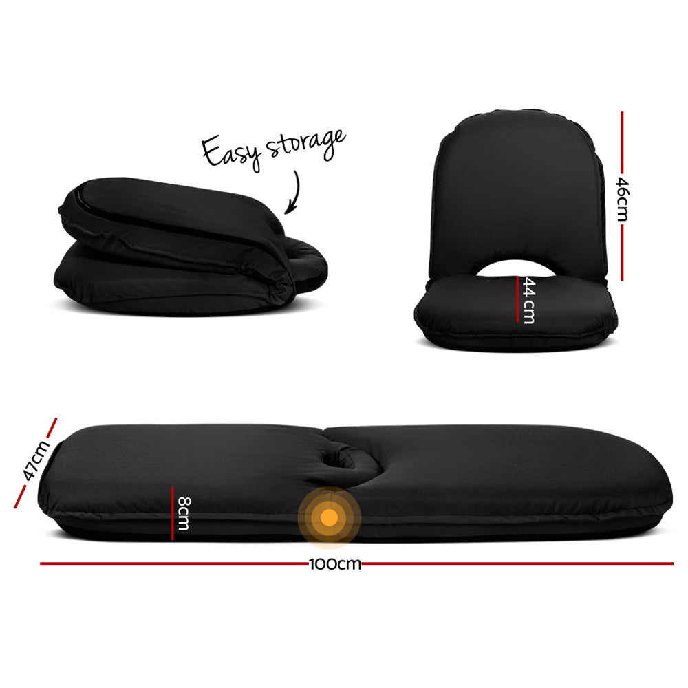 Artiss Floor Lounge Sofa Camping Chair Black - YDS.com.au