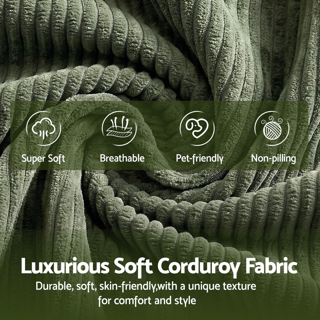 Artiss Armchair Floor Chair Couch Recliner 1 Seater Cloud Chaise Lounge Corduroy Green