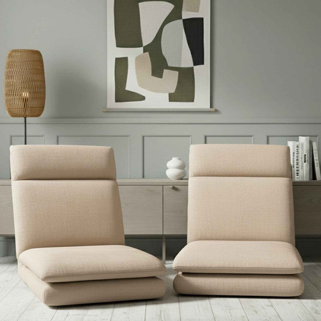 Artiss 2XFloor Chair Sofa Linen Beige
