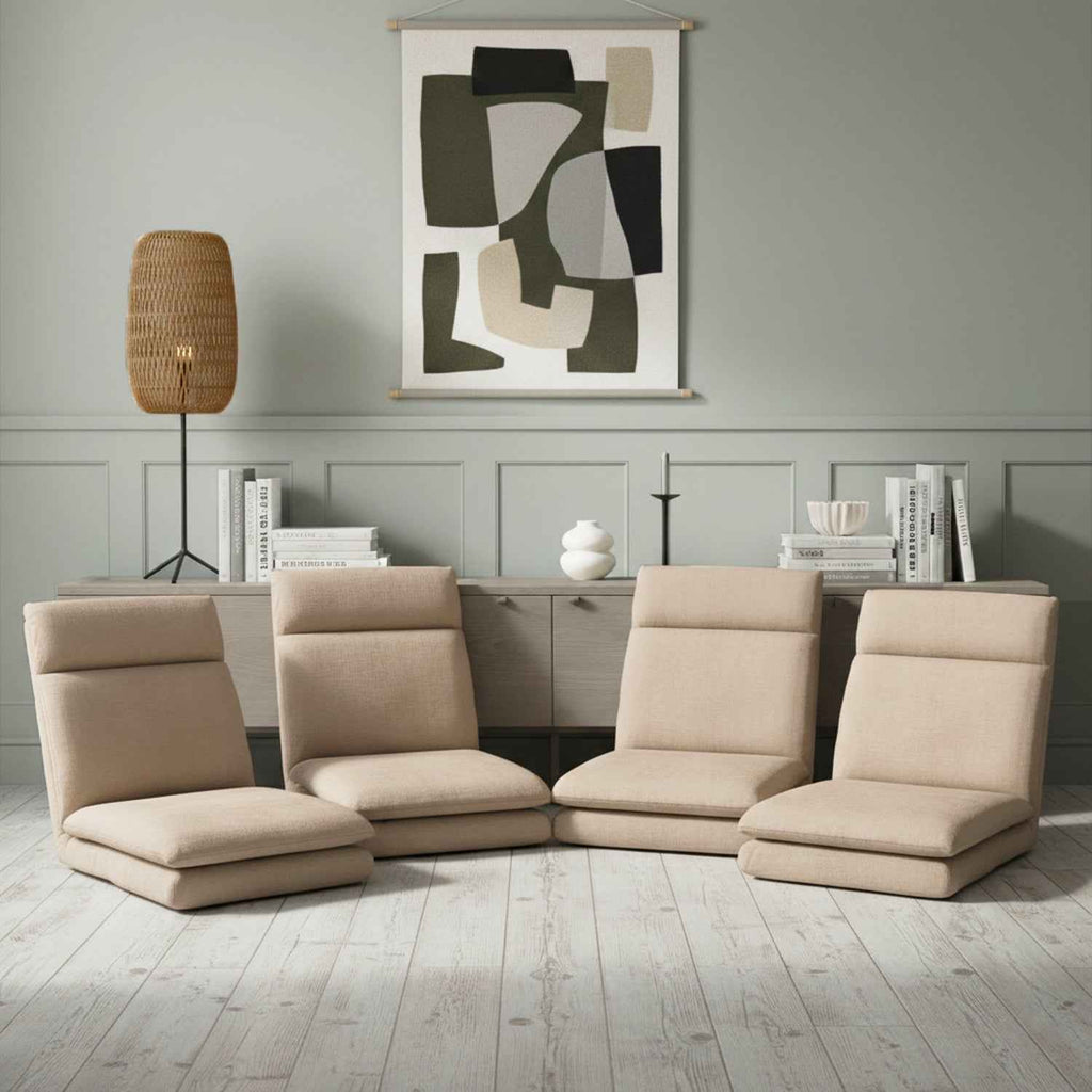 Artiss 4XFloor Chair Sofa Linen Beige