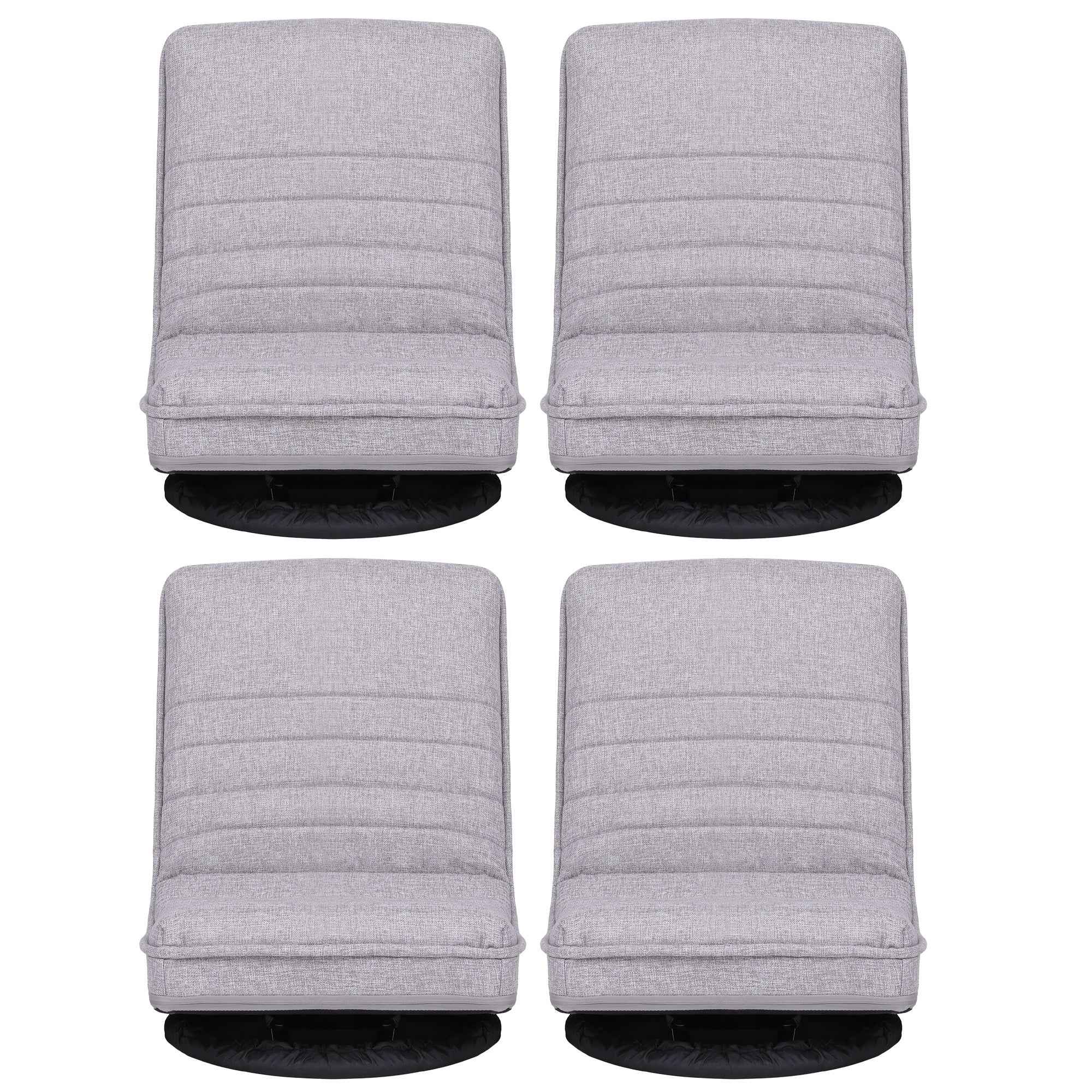 Artiss 4PCS Swivel Floor Chair 360 Adjustable Foldable Lounge Seat Floor Sofa Chair Grey