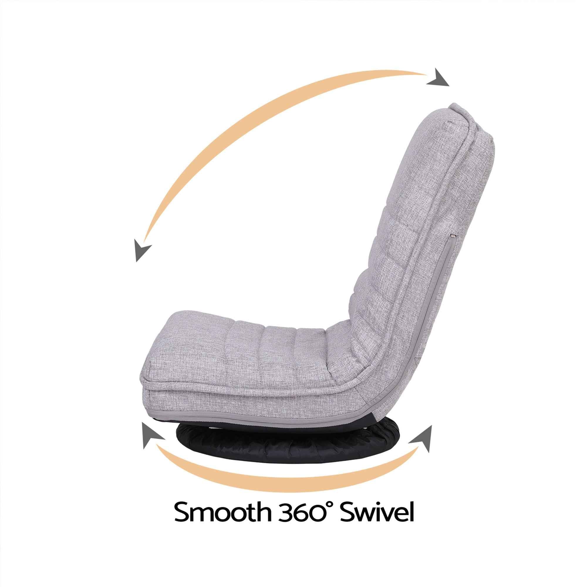 Artiss 4PCS Swivel Floor Chair 360 Adjustable Foldable Lounge Seat Floor Sofa Chair Grey