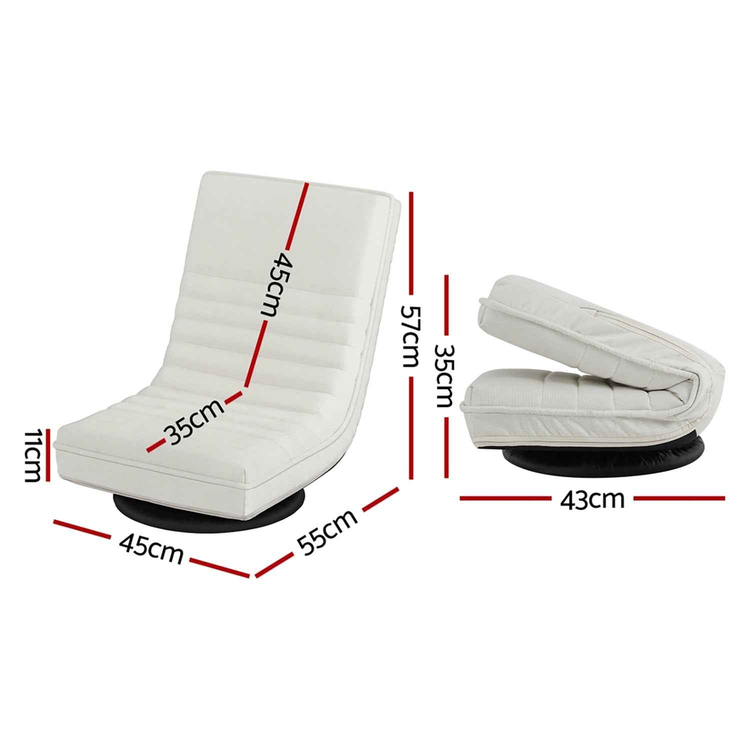 Artiss 2XFloor Chair Lounge Sofa Swivel Foldable Linen White