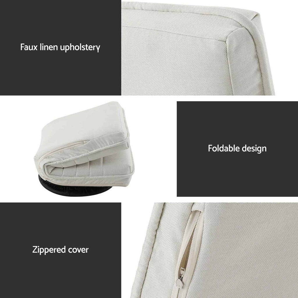 Artiss 2XFloor Chair Lounge Sofa Swivel Foldable Linen White