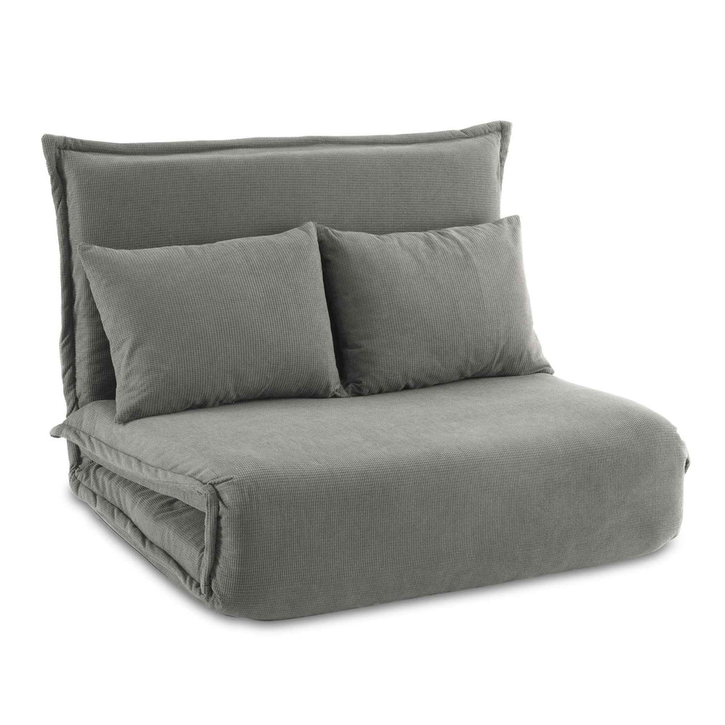 Artiss Floor Lounge Sofa Bed Foldable 2 Seater Grey